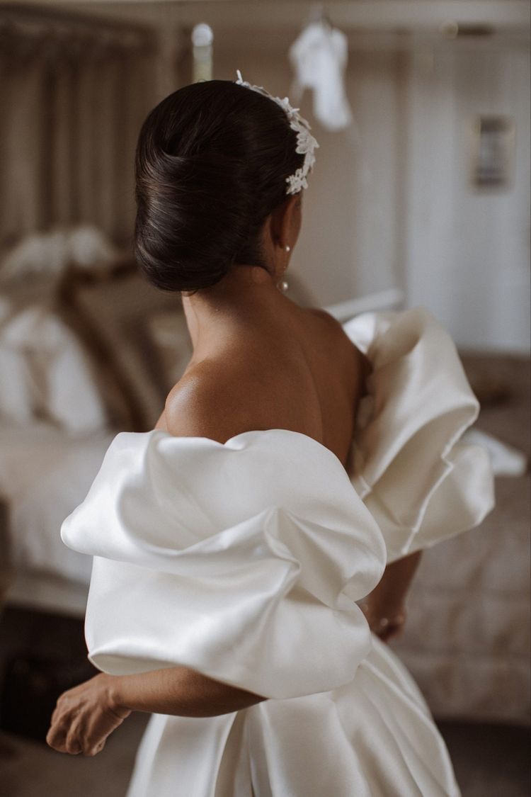 Sculpted Puff Sleeve Gown