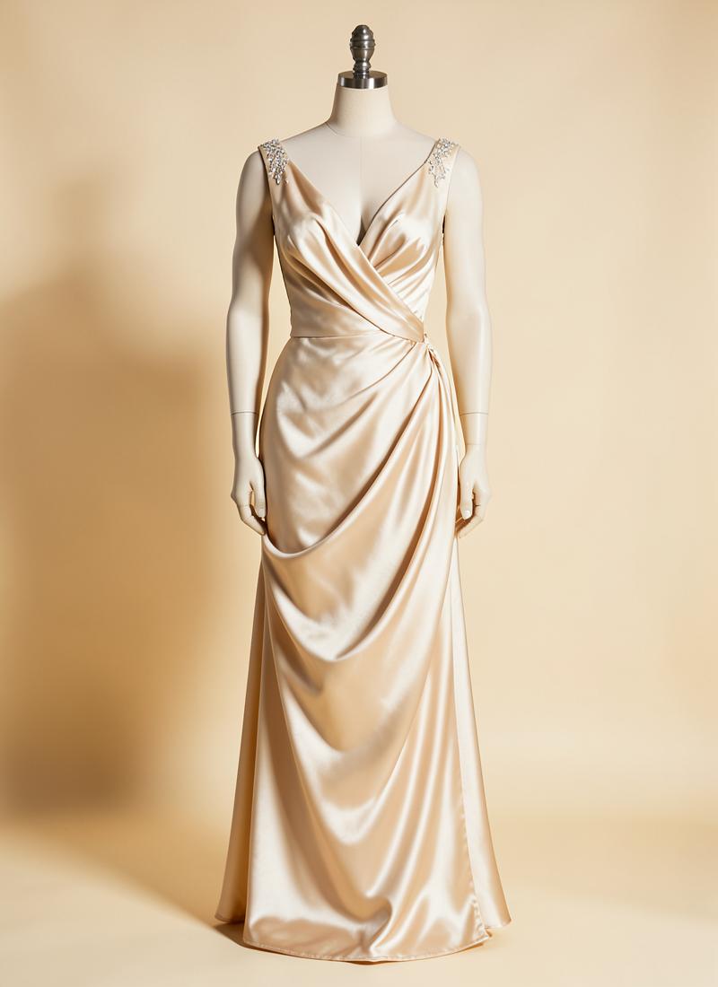 Champagne Draped Satin